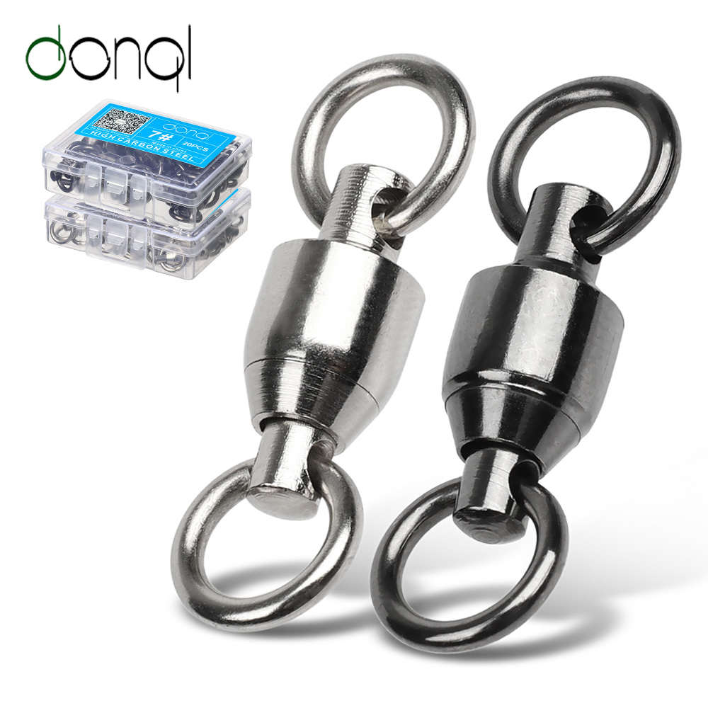 DONQL 10/20/50pcs Ball Bearing Fishing Connector High Strength Rolling Swivel Stainless Steel Solid Ring Fishing Accessories