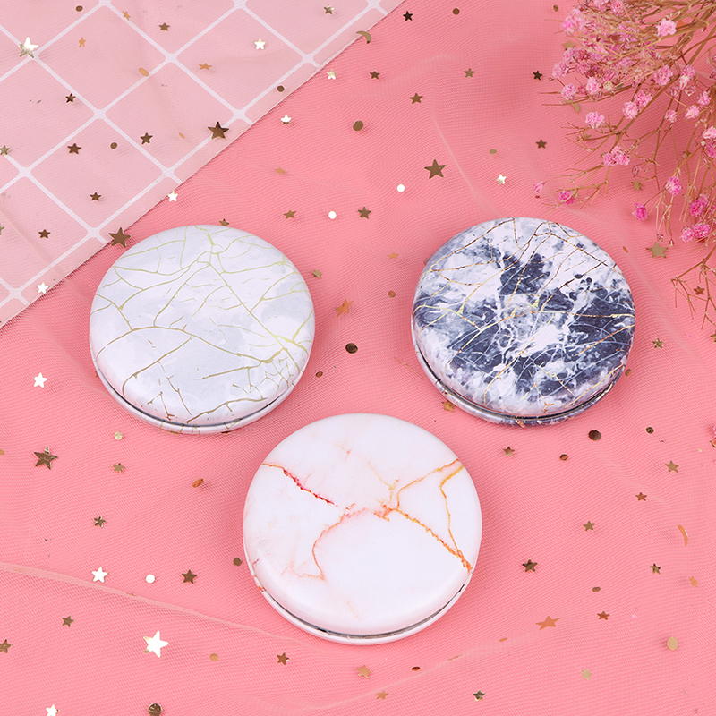 1PCs Marble Pattern Portable Double Sided Mirror Foldable Pocket Makeup Mirror Women Girls Beauty Cosmetic Compact Mirrors