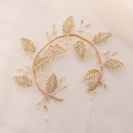 Bridal headband crystal gold leaf bridal wedding dress accessories