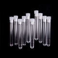 10pcs/lot 12*100mm Transparent Plastic Laboratory Test Tubes With Lids Vial Sample Containers Lab Supplies