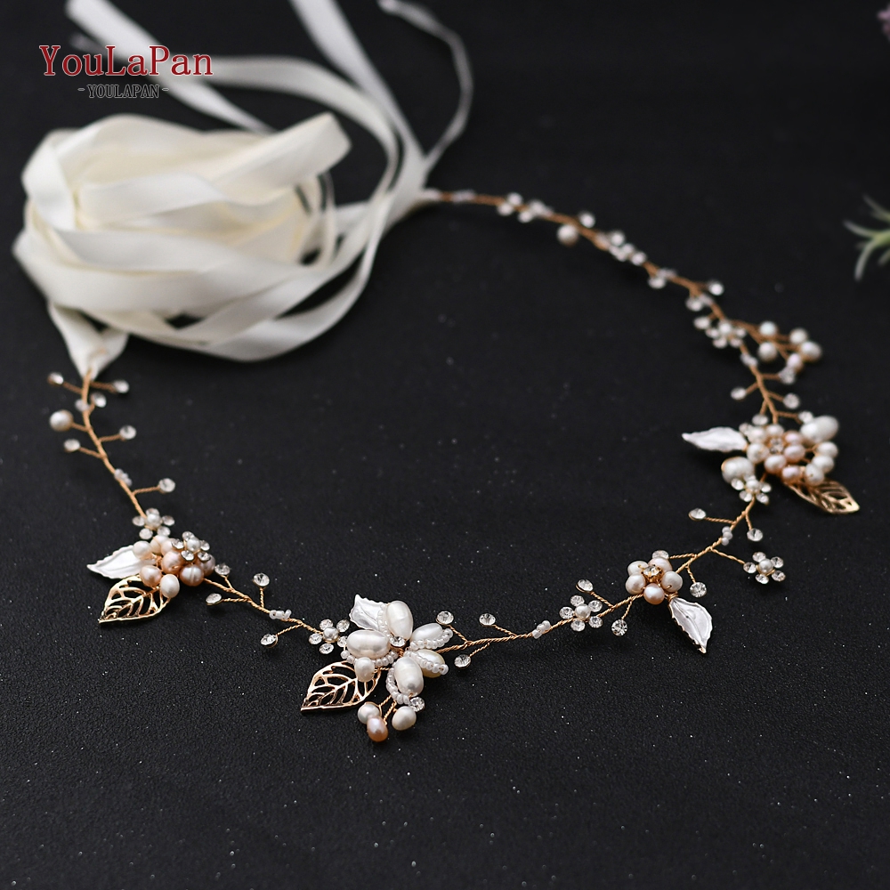 YouLaPan SH313 Wedding Bridal Sash Evening Dress Belt Jewel Belt with Black Ribbon Pearl Beaded Belt Bridal Flower Sash Belt