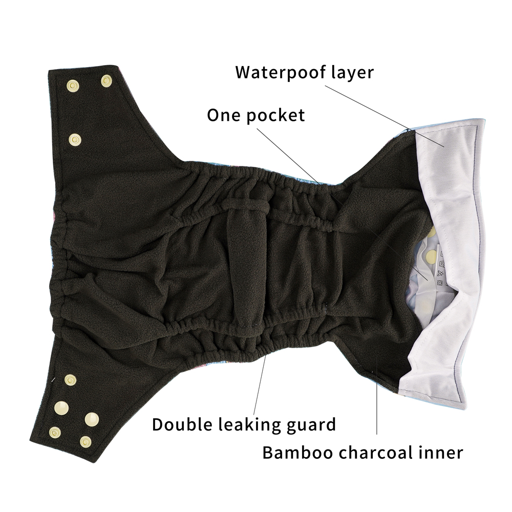 Happy Flute Washable and Reusable Baby Bamboo Charcoal Pocket Cloth Diaper With One Opening Fit 3-15kg Baby