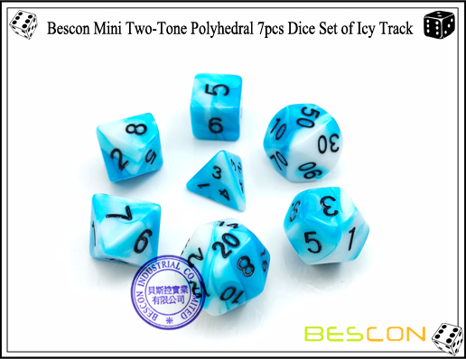 Bescon Mini Two-Tone Polyhedral 7pcs Dice Set of Icy Track-1