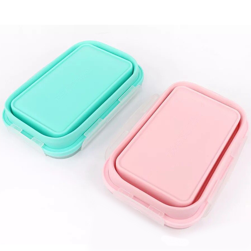 4Pcs/set Silicone Folding Bento Box Collapsible Portable Lunch Box for Food Dinnerware Food Container Bowl For Children Adult