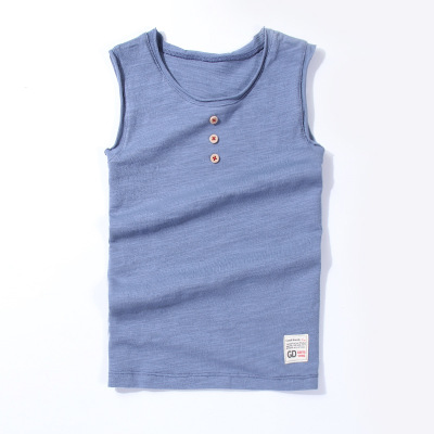 VIDMID New Baby Children vests summer boys Girls tanks sleeveless t-shirt Cotton solid tanks kids boys beach clothes 7010 07