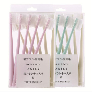 Bamboo Charcoal Soft-bristle Toothbrush Portable Travel Tooth Brush Tongue Cleaner For Kids And Adults Oral Hygiene