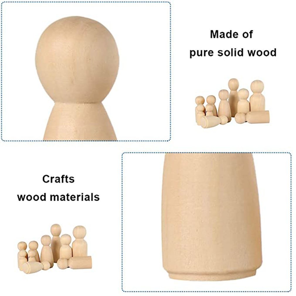 50Pcs Unfinished Wooden Peg Dolls Wooden Tiny Doll Bodies People Decorations Art And Creative Diy Craft For Kids