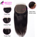 Mscoco 7x7 Lace Closure Brazilian Straight Human Hair Closure With Baby Hair Free Three Middle Part Remy Hair Swiss Lace Closure