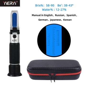 Yieryi Handheld Refractometer 58~90% Brix 38~43 Be Baume Honey Wine Water Contents (12 - 27%)Refractometer Refraction Tools