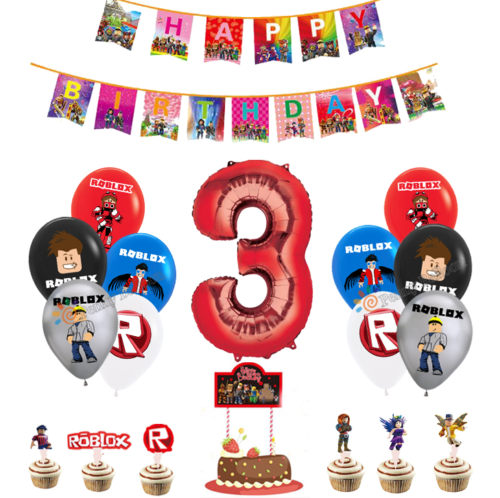 15pcs/lot Roblo Balloon Robbx Balloons Video Game Party Supplies Birthday Party Decor Toys For Kids Globos