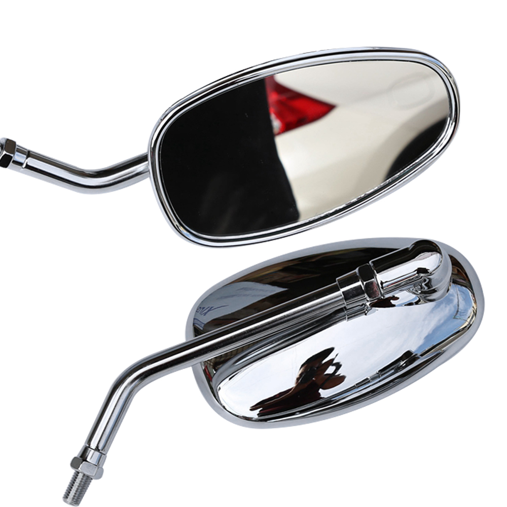 10mm Motorcycle Accessories Side Mirror Chrome oval Motorbike Rear View Mirrors FOR Honda shadow VTX 1300 1800 VTX1300 VTX1800