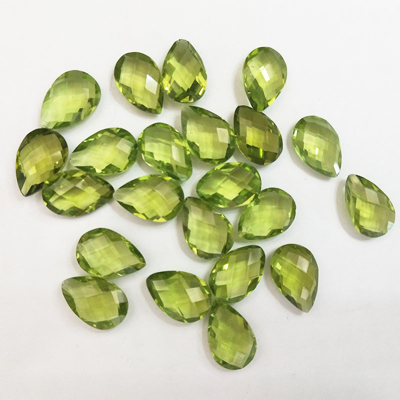 Wong Rain 1 PCS Top Quality Free Shipping Pear Water Drop Natural Peridot Loose Gemstones For DIY Fine Jewelry Making Wholesale