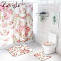 Zeegle Printed Bathroom Curtain Washable Toilet Cover Mat Bath Rug Set Funny Toilet Shower Curtain Ant-slip Toilet Floor Rug