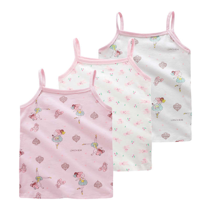 3pcs/Lot Summer Baby Undershirt Singlet Girls Shirts for Children Cartoon Cotton T-shirt Tops Camisoles Underwear Kids Tanks