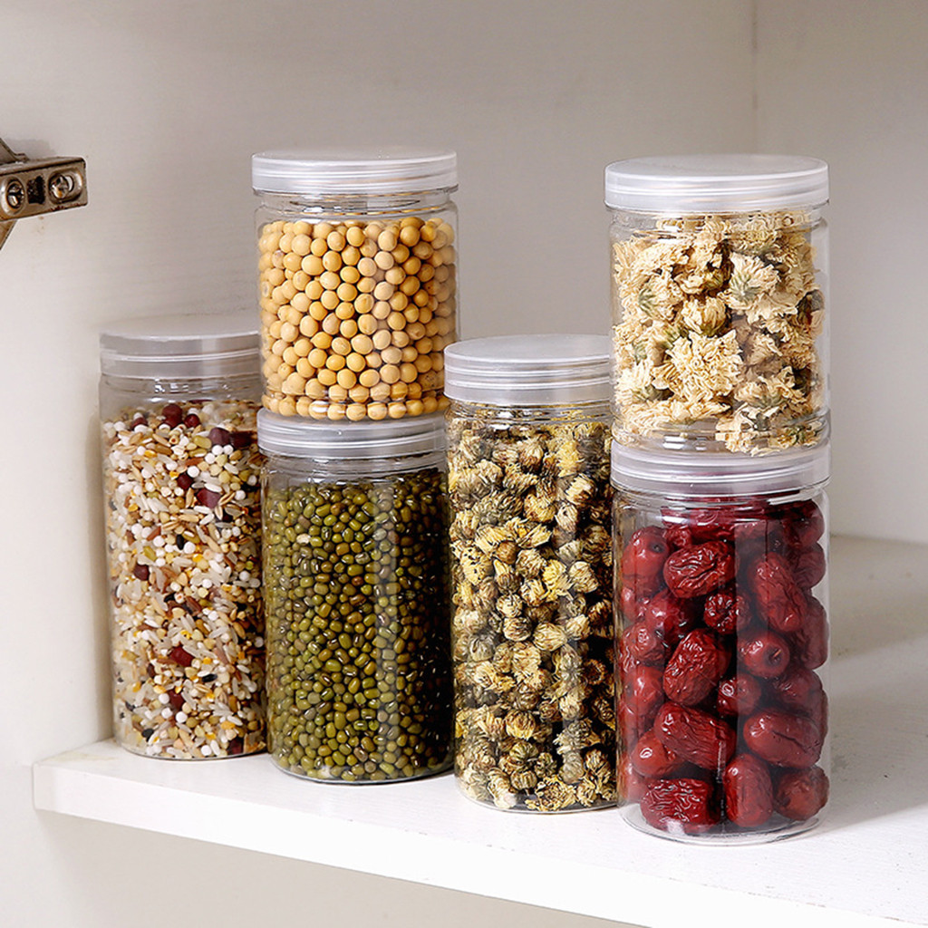Kitchen Transparent Food Storage Container Sealing Pot Cereal Grain Bean Rice Sealed Plastic Home Storage Boxes Bins