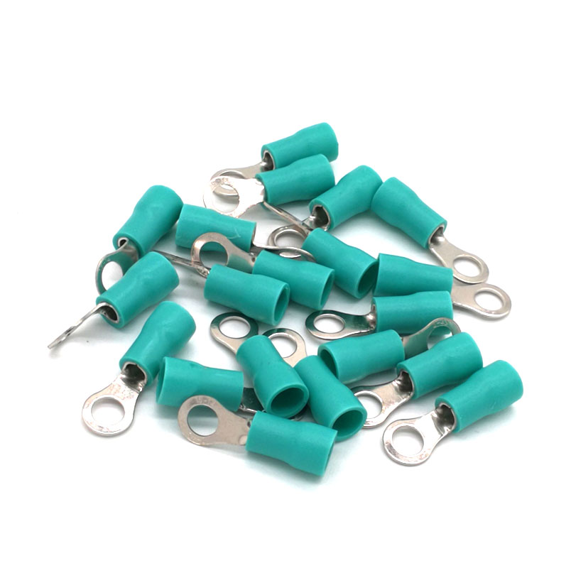 100pcs Ring Insulated Crimp terminal electrical wire connector RV1.25-3 1.25-4 2-4 2-5 3.5-5 3.5-6 5.5-5 5.5-6 cable ferrules