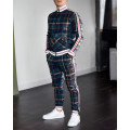 men's tracksuit spring autumn fashion Plaid tracksuit casual two piece set men's sports suit men's clothing men sets