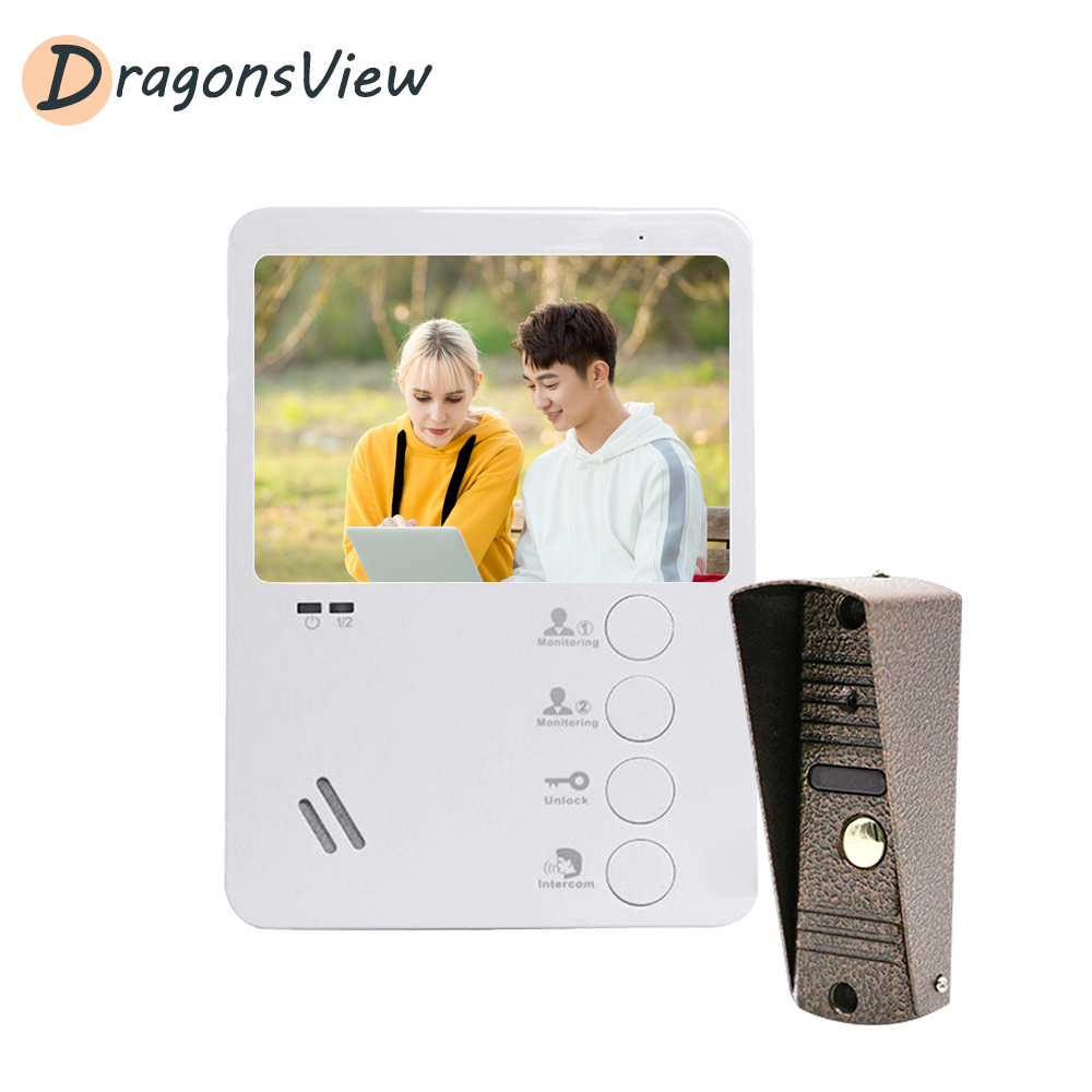 Dragonsview 4.3`` Video Doorbell Intercom Night Vision wired Video Door Phone Apartments Waterproof Doorbell Call Panel