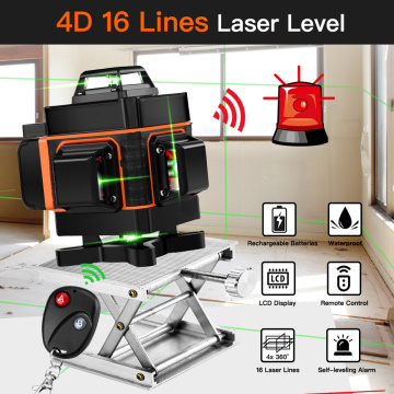 Professional 16 Line 4D laser level 360 Vertical And Horizontal Laser Level Self-leveling Cross Line 4D Laser Level with outdoor