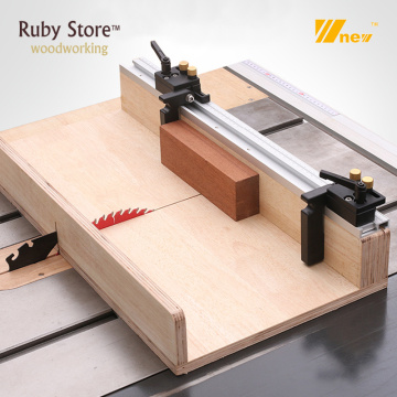 Flip Stop for 45mm T-Track with Adjustable Scale Mechanism, Miter Sled for Table Saw
