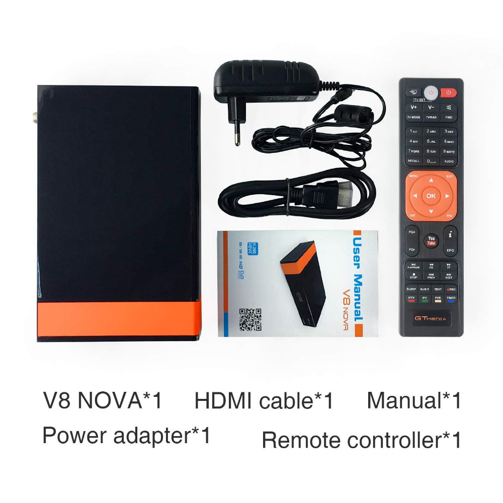 1080P HD DVB-S2 GTmedia V8 Nova Satellite TV Receiver Support RCA Built in WIFI power by Freesat V8 Super