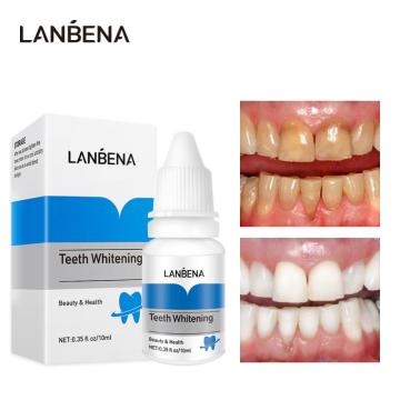 LANBENA 10ml Teeth Whitening Essence With Swabs Teeth Brightening Bleaching Serum Effect Remove Plaque Stain Oral Cleanser TSLM2