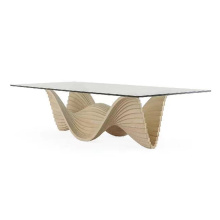 Solid Natural Stone Dining Table with Glass Top
