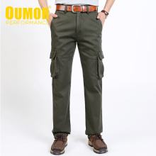Oumor 46 Men Winter New Long Casual Pockets Warm Fleece Cargo Pants Trousers Men Fashion Cotton Thick Outwear Safari Style Pants