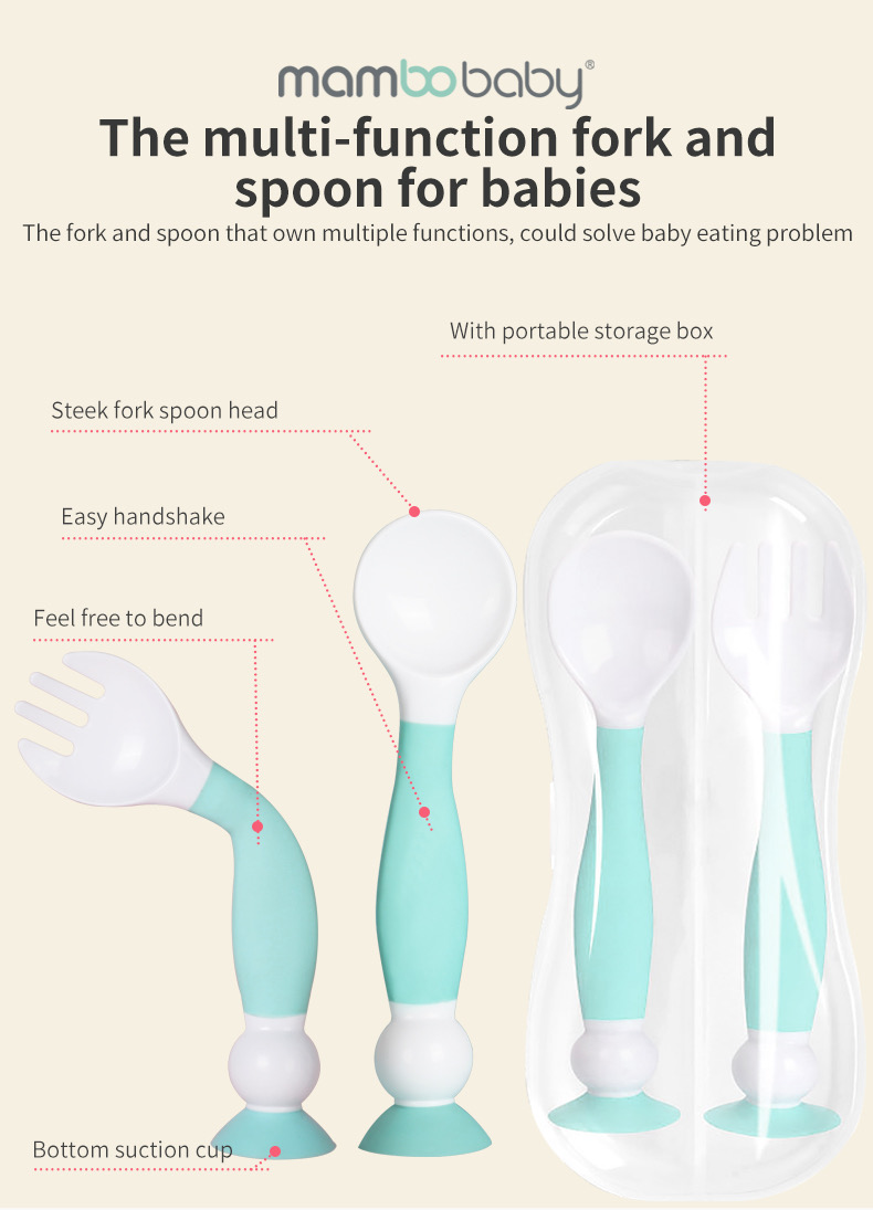 MAMBOBABY Baby Feeding Tableware Baby Spoon Fork Children's Cutlery Newborns Baby Spoons Feeding Fork Spoon Set
