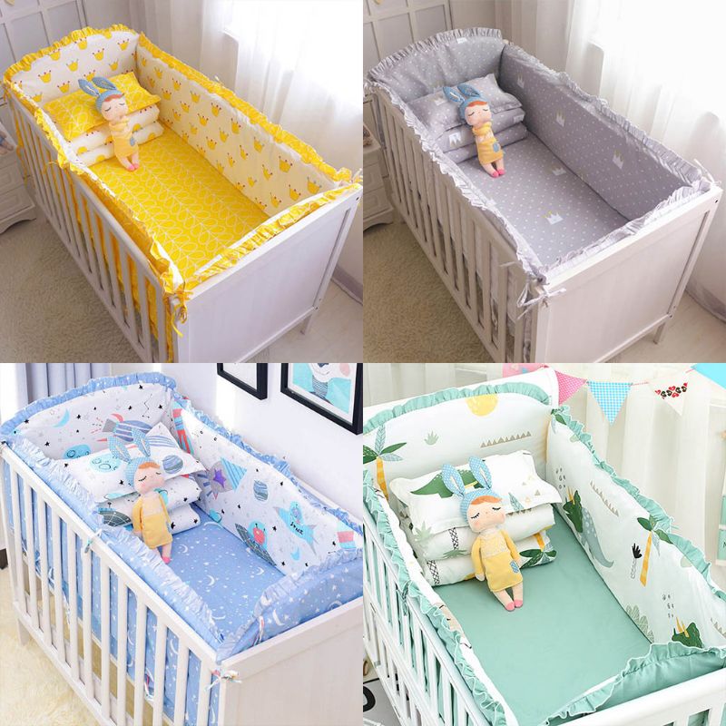 5pcs Cotton Baby Bedding Set Washable Universe Design Toddler Crib Bumper Bed Sheet Pillowcase