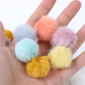 30pcs 3cm DIY Pompon Imitation Mink Fur Ball Pompoms for Ring Keychain Shoes Hat Fluffy Pom Pom DIY Crafts Accessories Material