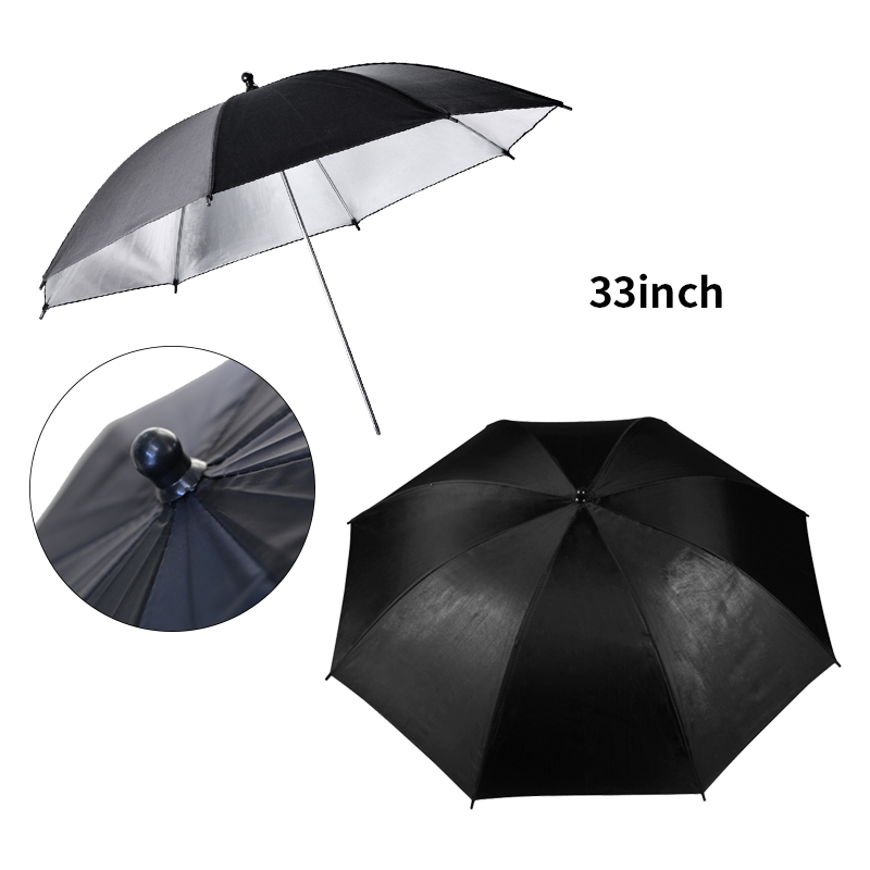 New 2pcs 33inch 83cm Flash Translucent White Soft Umbrella Photo Studio Accessories and 2pcs 33inch Black Silver Color Umbrella
