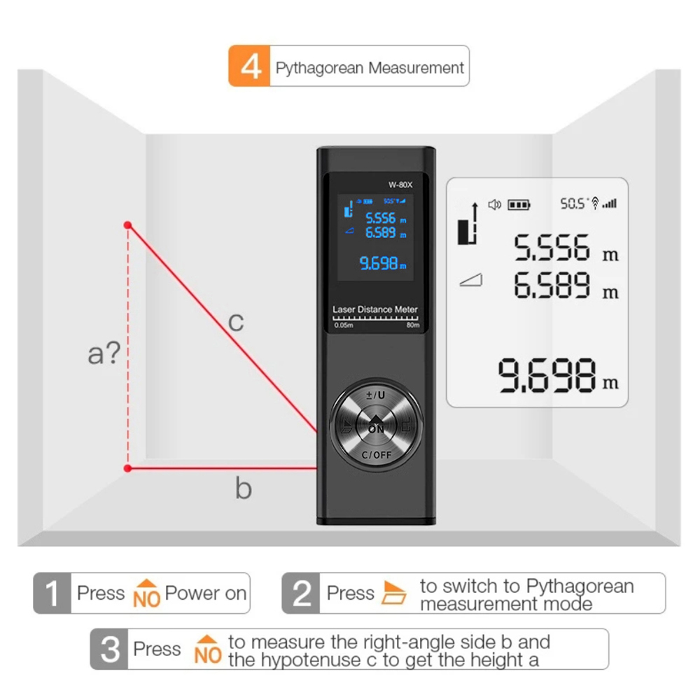 Handheld Rangefinder Digital Mini Distance Measuring Meter Laser Distance Meter Portable Electronic Space Measurement Device