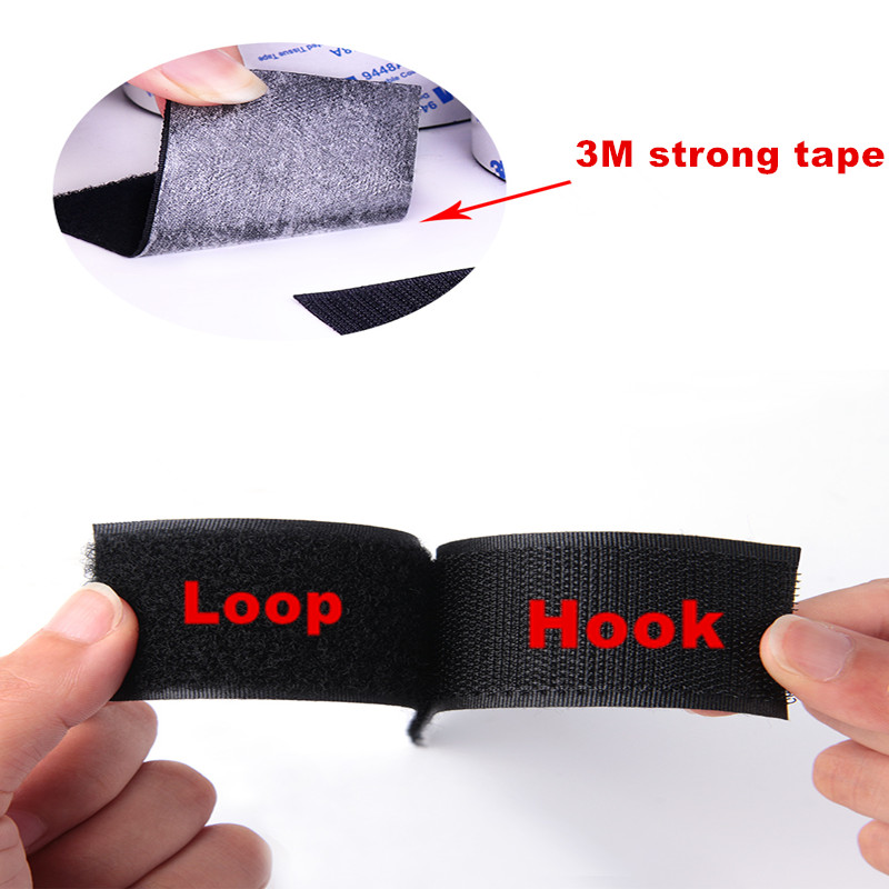 MOQ 1M 20/25/30/38/50mm Strong Self adhesive Fastener Tape nylon Hooks and Loops sticker velcros adhesive 3M Glue Magic for DIY