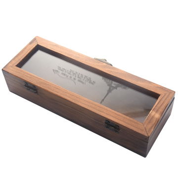 Office Stationery Pen Pencil Jewelry Box Storage Case Wood Vintage Durable Rectangular Multifunctional Practical Transparent Lid