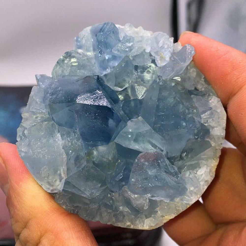 1pcs Natural Blue Crystal Cave Quartz Celestite Crystal Specimen Cluster Specimen Healing Blue Crystal Cave