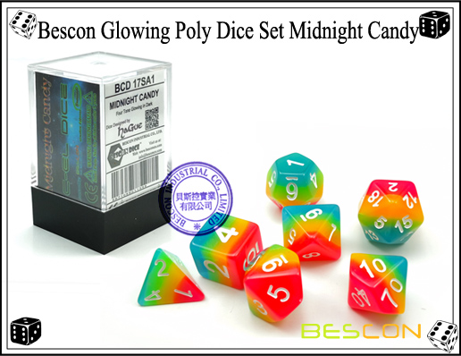 Bescon Glowing Poly Dice Set Midnight Candy-2