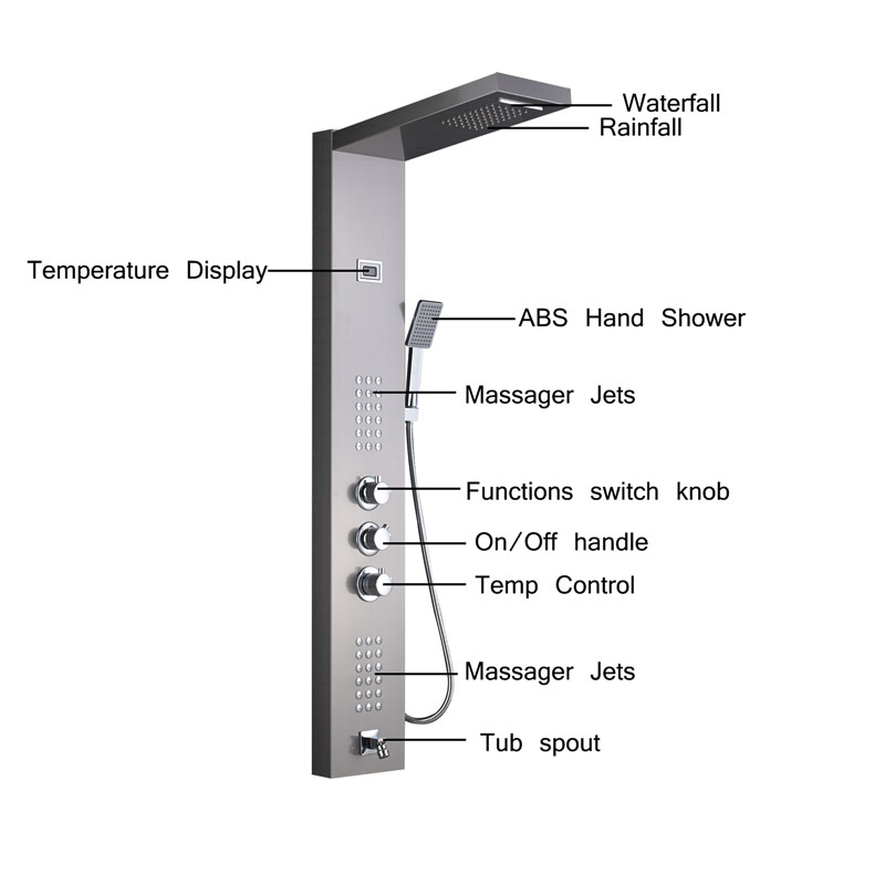 Thermostatic Shower Panel Bathroom Bathtub Shower Faucet Tower Column Panel Faucet Body Jets Waterfall Rain colonne de douche