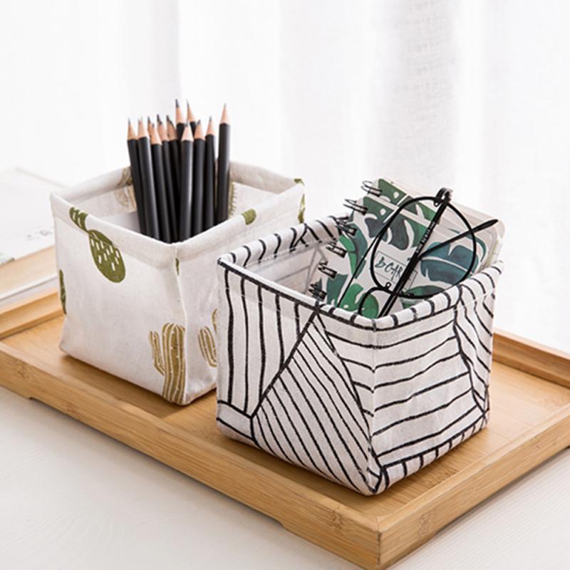 Wild Desktop Storage Basket Print Cute Waterproof Organizer Linen Cotton Sundries Storage Box Closet Storage Bag Underwear