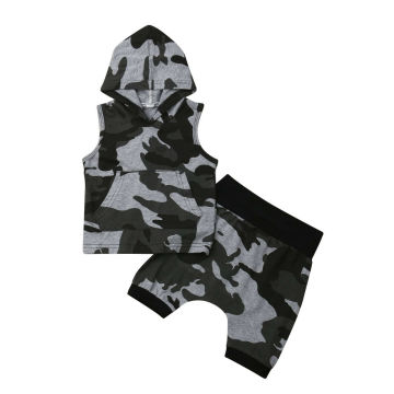 Citgeett Summer Toddler Kids Baby Boys Camo Hoodies Sleeveless Tops Shirt Pants Shorts Outfits Camouflage Set