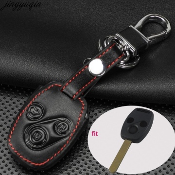 Remote 3 Buttons Leather Key Chain Ring Car Key Cover Case Holder For Honda Cr-V Civic Insight Ridgeline 2003 2008 2009 Accord