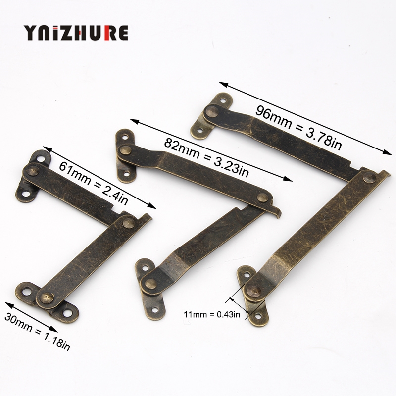 2PCS Antique Bronze Lid Support Hinges Stay For Box Display Furniture Accessories Cabinet Door Kitchen Cupboard Hinges Lid Stays