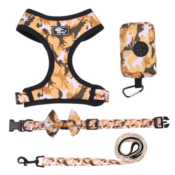 Soft Printed Dog Harness Vest Leash Set