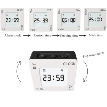 Backlight Timer Kitchen Timers Creative Square Alarm Clock Vibration Flashing Time Management Multifunctional Kitchen Tools