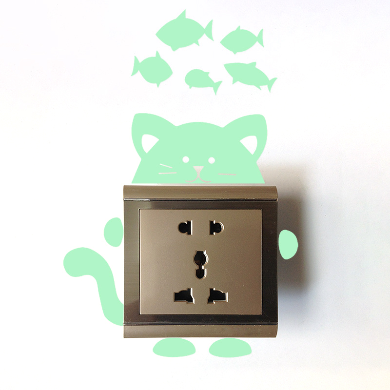 Luminous Cartoon Switch Sticker Glow In The Dark Cat Sticker Fluorescent Fairy Moon Stars Sticker Home Decoration Accessories