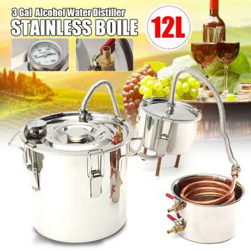 12L Distiller Alambic Moonshine Alcohol Still Stainless Copper DIY Home Brew Whisky Water Wine Essential Oil Brewing Boiler Kit