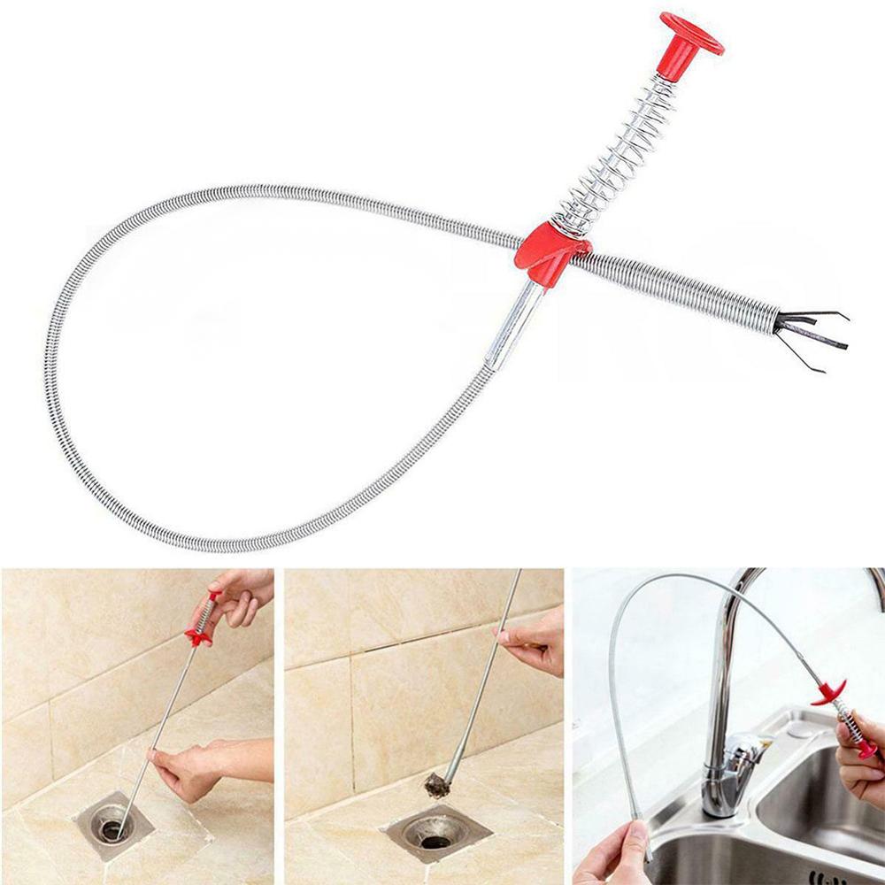 60CM Bendable Sink Cleaning Hook Sewer Dredging Tool Kitchen Spring Pipe Hair Remover Kitchen Useful Home Cleaning kitchen Tool