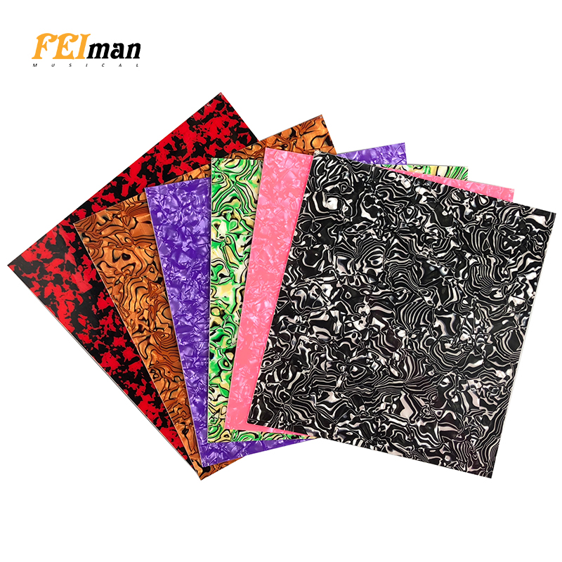 Pleroo Celluloid Material Blank Sheet for Acoustic Guitar Pickguard Self Adhesive 24cmx22cm Quality Scratch Plate Multi color