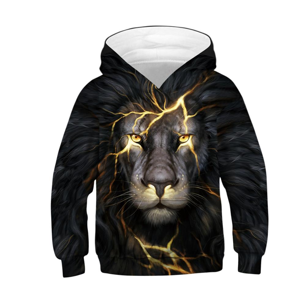 Domineering Lion Boys Hoodies 3D Digital Printing Tiger And wolf Boys Jacket Big Size Casual Kids Sweater 5-14 Years Kid Clothes