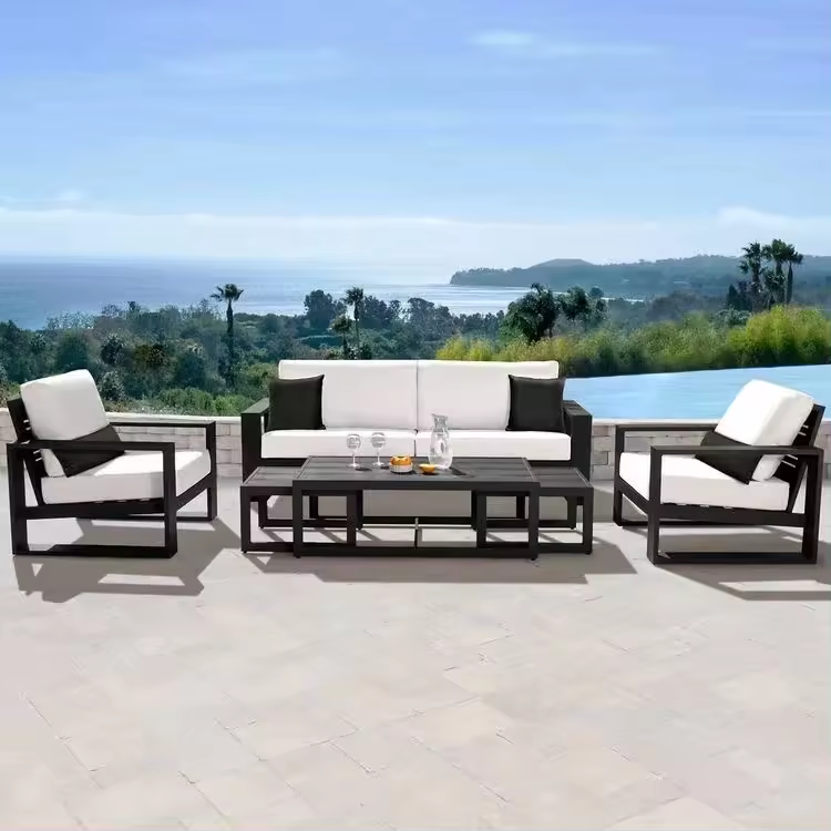 High Quality 4 pieces Woven Rope Outdoor Sofa Set Modern Garden Lounge Set Terrace Furniture Garden Sofa